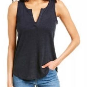 Vince Split Neck Linen Tank Top